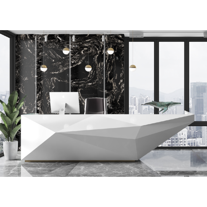 9070 Black/White Gloss Marble Wall Panel