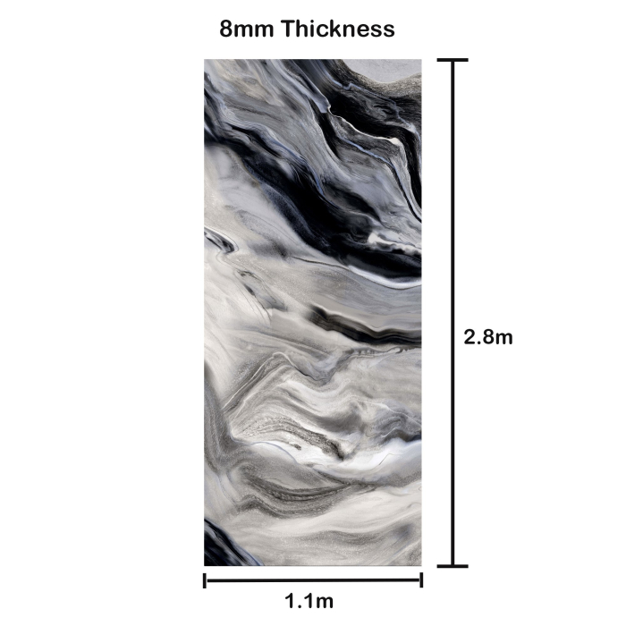 24006 Black/Grey Swirl Gloss Marble Wall Panel