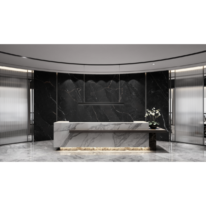 9075 Grey/Black Gloss Marble Wall Panel