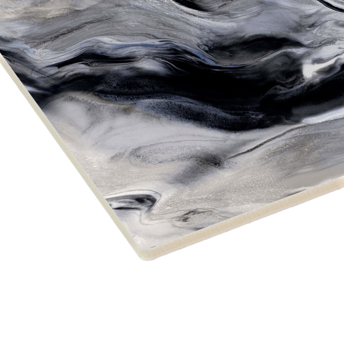 24006 Black/Grey Swirl Gloss Marble Wall Panel